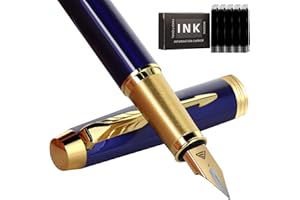 Zalantan Fountain Pen,luxury pens,Fine point smooth writing pens for journaling fancy pens with Gift Case 10 black ink cartridges an ink converte nice pens writer gifts（Bule）