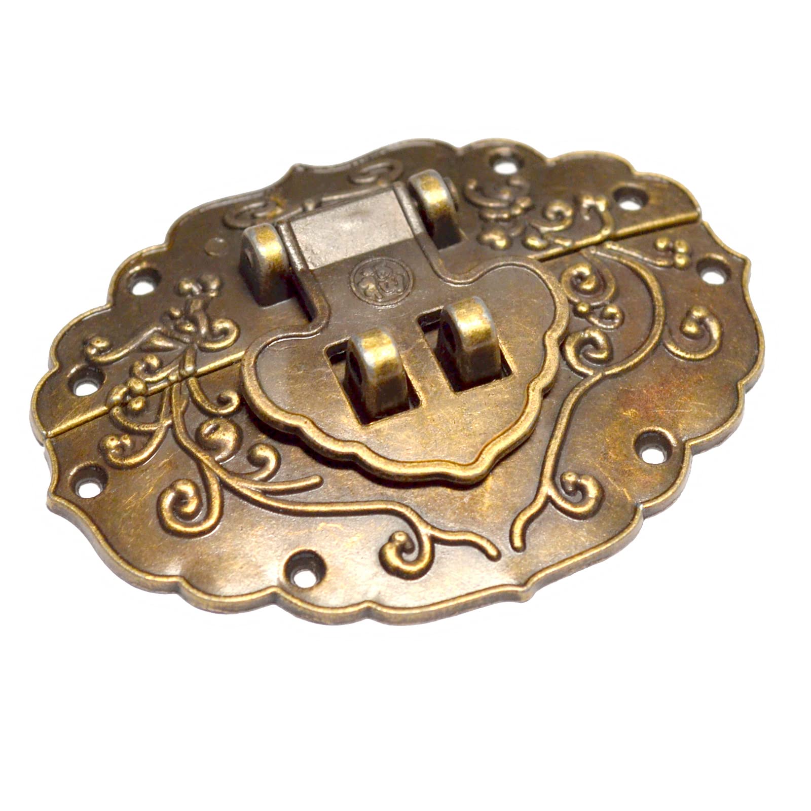 Photo 1 of 2 Pcs Decorative Bronze Hasp Latches Vintage Hook Lock Antique Right Latch Toggle Snap Closure Swing Lock Clasp with Screws for Furniture Wood Case Jewelry Box Craft Chest (Length:2-1/2" Height:2")