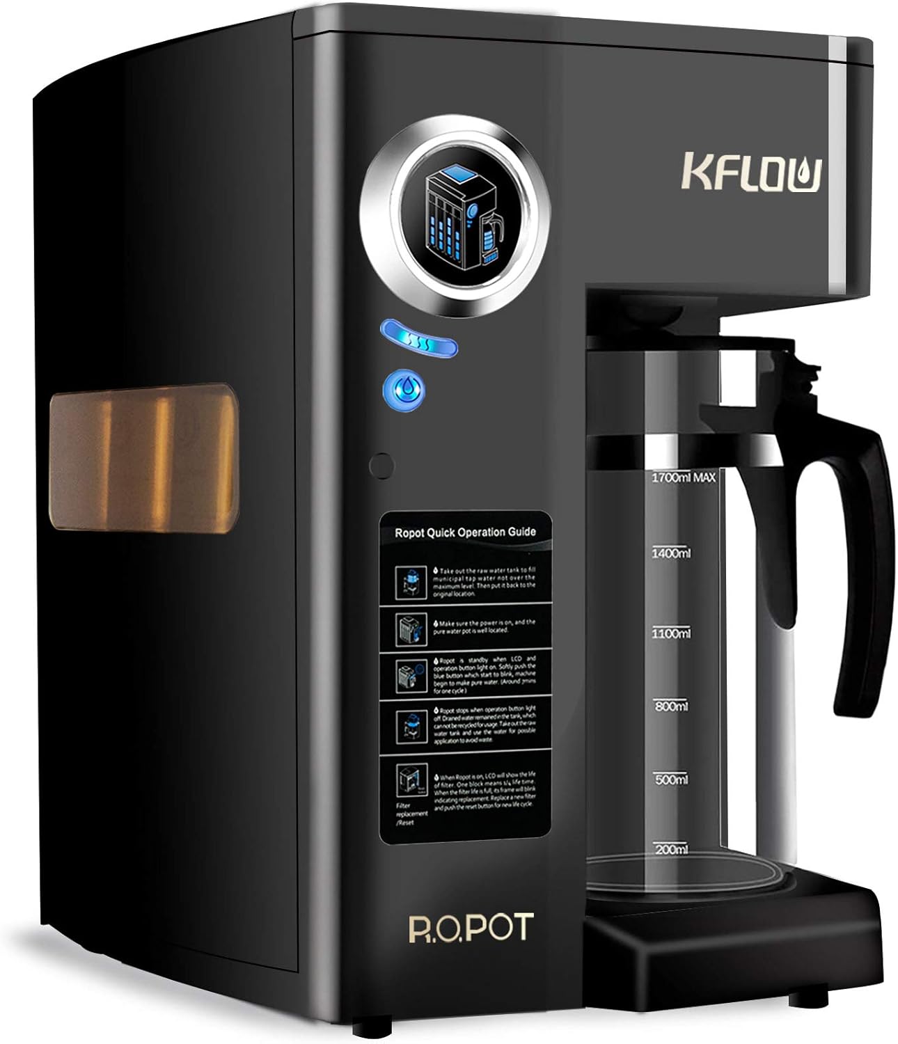 KFLOW Reverse Osmosis Water Filtration System, Countertop RO Water Filter, Double RO Tech Water Purifier with Filter Life, TDS Monitor, 0.0001 Micron Precise Filtration (KFL-TDS-180): Industrial & Scientific