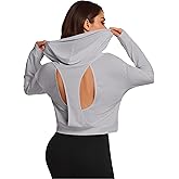 Remidoo Women's Backless Cropped Hoodie Open Back Crop Top Sweatshirt Long Sleeve Workout Activewear Pullover