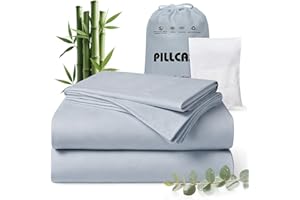 Pillcase Luxury Organic Tencel & Viscose from Bamboo Cooling Sheet Set,Silky Soft Lyocell Sheets with Deep Pocket, Hypoallerg