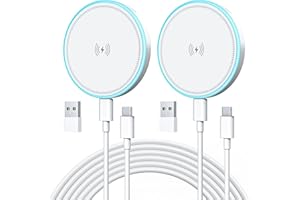 Wireless Charger 2Pack 15W Magnetic Wireless Charger Fast Charging Pad with 6FT Type-C Cable Dual Ports Compatible with iPhon