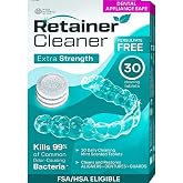 Weiss Naturals Retainer Cleaner Tablets, Invisalign Cleaner, Remove Stains, Odors &amp; Plaque, PERSULFATE FREE Night Guard &amp; Denture Cleaner 1-Month Supply, 30 Mint Scented Tablets