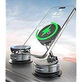 CloudValley 15W Fast Wireless Car Phone Holder Mount, Magnetic Charger with Super Strong Vacuum Suction, 360° Adjustable Fold