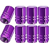 MEAJOO 8PCS Tire Valve Stem Caps, with Rubber O-Ring, Corrosion Resistant Leak-Proof, Aluminum Alloy Universal Wheel Valve Covers for Cars, SUV, Trucks, Bikes, Motorcycles, Bicycles(Purple)