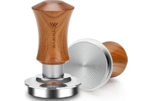 YMWVH V5 Espresso Tamper, 58.3MM 2 Spring-loaded Calibrated Tamper with Stainless Steel Ripple Base, Walnut Wooden-Handle Tamper Compatible with Gaggia series Espresso Machine Portafilter and 58mm E61 Group