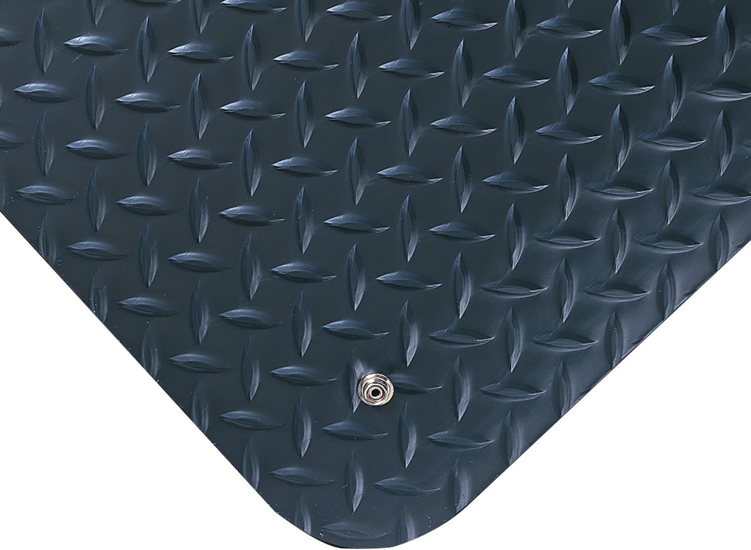 Wearwell 786 Diamond-Plate Electrically Conductive Anti-Fatigue Mat with Snap, for Dry Areas, 2' Width x 3' Length x 15/16"" Thickness, Black