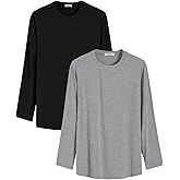 Latuza Men's Bamboo Viscose T-Shirts Long Sleeve Crewneck Tees 2 Pack