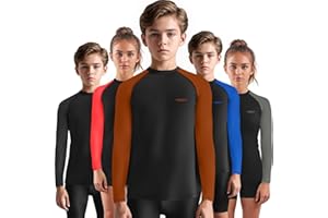 Exxact Sports Kids BJJ Rash Guard Long Sleeve, Ranked No Gi Jiu Jitsu Compression Shirt for Boys & Girls for MMA, Wrestling