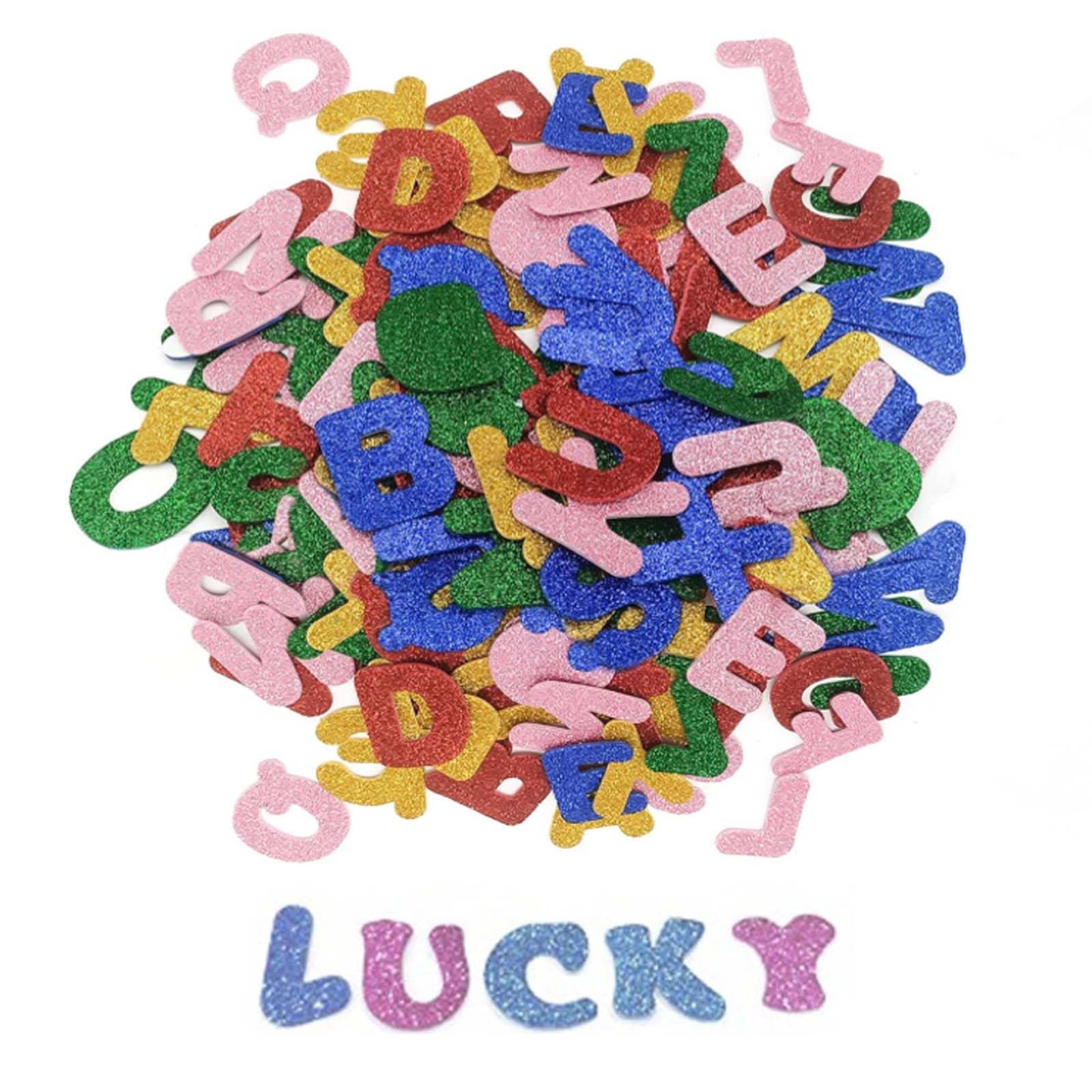 130Pcs Multifunctional Glitter Foam Letters Stickers Useful Glitter Foam Crafts Stickers Standout Colorful Foam Sticker Letter for Classes Learning DIY Art Craft