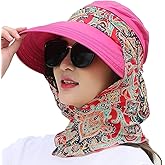 Roll Up Wide Brim Sun Visor UPF 50+ UV Protection Sun Hat with Neck Protector