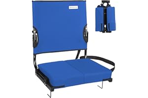 BEHAIRITY Stadium Seats for Bleachers with Back Support Extra Wide, Most Compact Bleacher Chairs with Highest Back and Thick Cushion, Portable Folding Stadium Chair for Adults at Sports Events. (Blue)