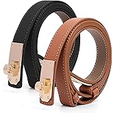 Asaloy Women's Thin Leather Belts with Turn Lock Buckle,Belt Women Adjustable for Pants Dresses Jeans Coats