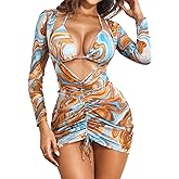 3 Piece Swimsuits Women Bikini Sets Triangle Halter Bathing Suit with Sexy Mesh Beach Cover Up