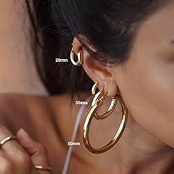 4mm Thick Gold Chunky Earrings Steling Silver Post