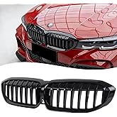 DEKEWEI G20 Grille, Single Slat Gloss Black Grill Front Kidney Grill Compatible With BMW 3 Series G20 2019-2022