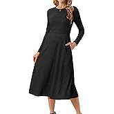 Seta T Women's Fall Dresses Long Sleeve Round Neck Casual Knit A-Line Midi Dress