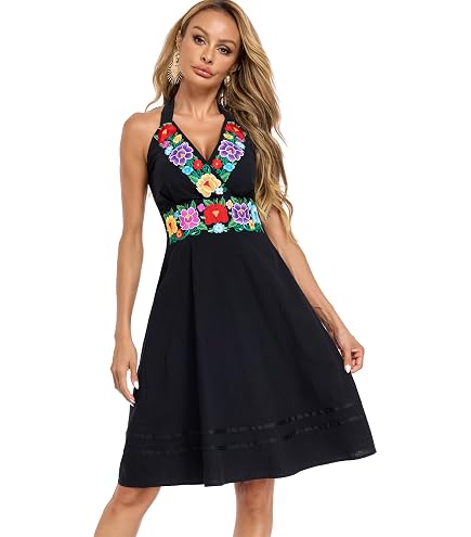 mexican embroidered halter dress Women's Floral V Neck Sleeveless Dresses Color:Long Style Polka Dot Men's Ivory Button Down Low iron Jan 26 Drop