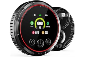 TLMUSE Carbon Monoxide Detectors, 5-in-1 Natural Gas Detector, Smoke Detector, Travel Carbon Monoxide Detector, Combustible Gas Detector, and Temp/Humidity Detectors, Real Time Display