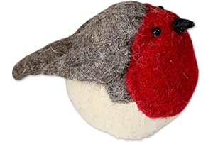 NOVICA Handmade Felted Wool Woodland Bird Tree Topper Ornament, Robin Delight'