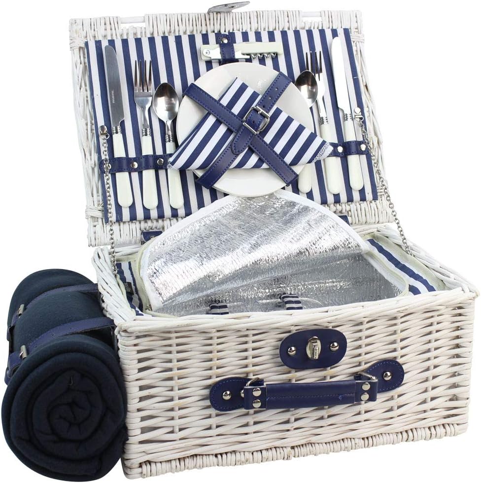 INNO STAGE Willow Picnic Basket for 2 Persons, Wicker Hamper Set with ...