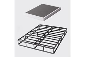 Bedsnus King Size Box Spring and Cover Set, 9 Inch High Profile Metal BoxSpring, Heavy Duty Structure Mattress Foundation, Noise Free, Non-Slip, Easy Assembly