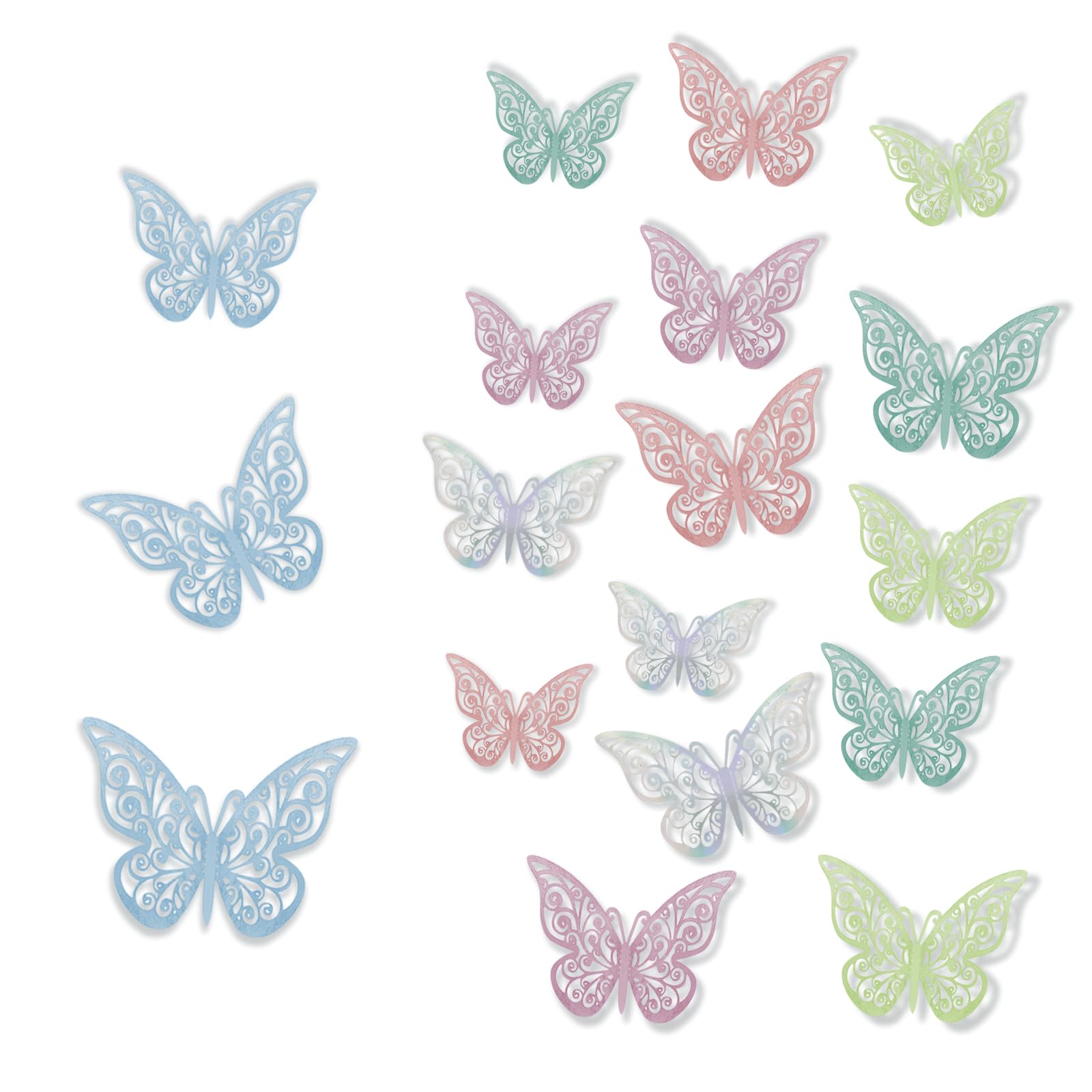 KASESSS 72 Pieces 3D Butterfly Wall Stickers, 3D Butterfly Stickers, Mixed Color Butterfly Wall Art, Openwork Butterflies Wall Sticker, 3D Butterfly Decorations for Nursery Living Room Bedroom Home
