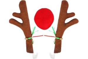 KissDate Christmas Reindeer Antlers for Cars with LED Light, Car Christmas Decorations with Rudolph Reindeer Red Nose Tail, Christmas Costume for Any Car Accessories Decorations (with No Light)