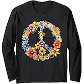 Hippie Daisy Peace Sign Retro Flower Sunflower Lovers Long Sleeve T-Shirt