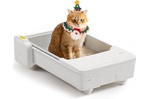 UBPET Self Cleaning Cat Litter Box, Open-Top Automatic Litter Box for Multiple Cats, Weight Sensors Safety Protection, Smart APP Control, Odor-Free Waste Disposal, Works with Bentonite Mineral Litter