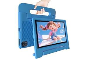 NRKDUBQ 2025 Latest 10.1 inch Kids Tablet Android 15 Tablets for Kids with EVA Protective Case 8GB RAM 64GB Storage Toddler Tablet, Parental Controls, 12-hr Battery, WiFi, GPS, Blue