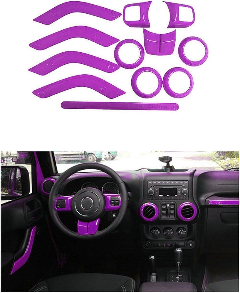 FMtoppeak 7 Colors 12pc/Kits ABS Auto Interior Parts Decoration Car Inner Dashboard Trim Cover for Jeep Wrangler 4 Door 2011-2017 (Purple)
