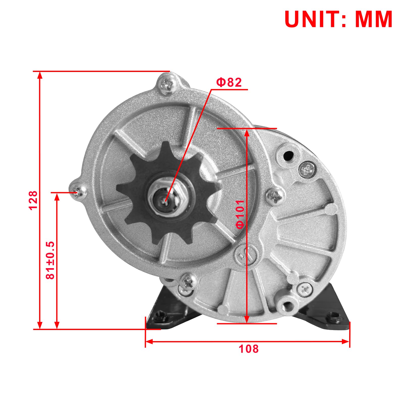 DC 12V 250W Gear Reduction Motor with 9 Tooth Sprocket, MY1016Z2 Brushed Motor for E Scooter, Electric Wheelchairs, Motorcycles, Massagers and Mowers