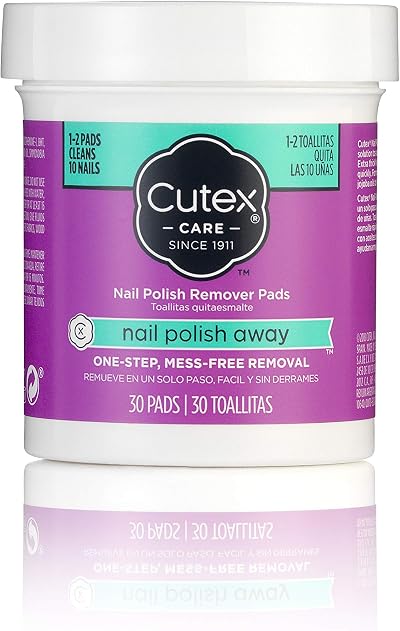 Cutex Nail Polish Remover 30 Pads - Quick One Step Gentle Acetone-Free Pad