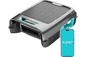 AIPER Surfer S2 Solar Powered Pool Surface Skimmer Robot with APP Support, 24/7 Continuous Cleaning, Dual Charging Modes, Smart Obstacle Avoidance, 150-um Filtration, OTA Upgrade