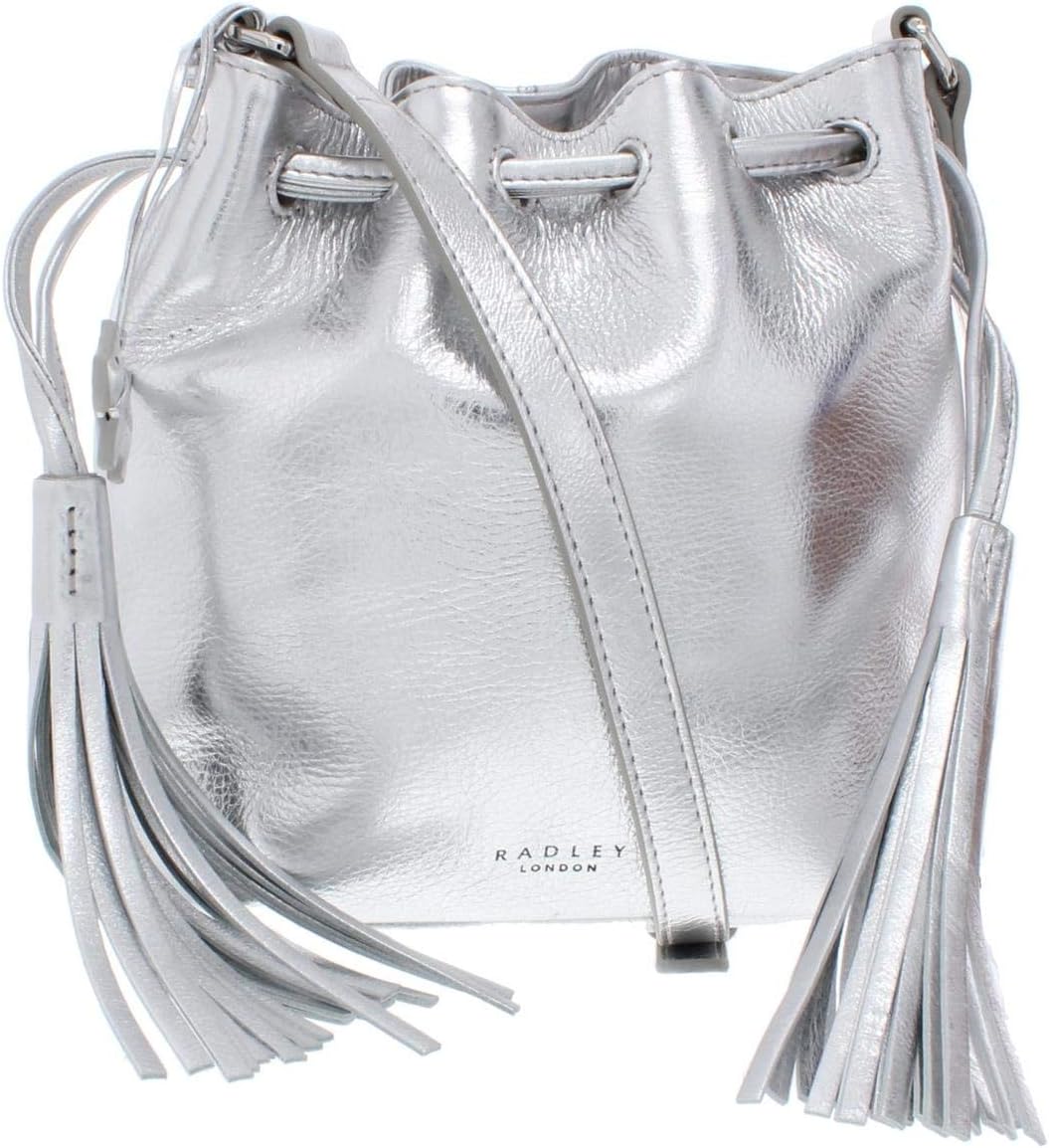 Womens Leather Metallic Bucket Handbag