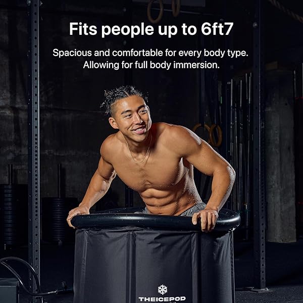 THE POD COMPANY STANDARD ICE BATH TUB, 84 GALLON COLD PLUNGE TUB WITH COVER LID, PORTABLE INFLATABLE ICE PLUNGE TUB FOR ADULTS, SIDE DRAIN, CHILLER COMPATIBLE (REQUIRES CONVERSION KIT)