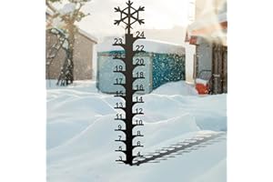 Flexyony Outdoor Snow Gauge 24 Inch Iron Art Snow Gauge Detachable Christmas Snowflake Snowfall Measuring Gauge Handmade Snow Measuring Stick for Garden Yard Christmas Decoration Gift (A-Snowflake)
