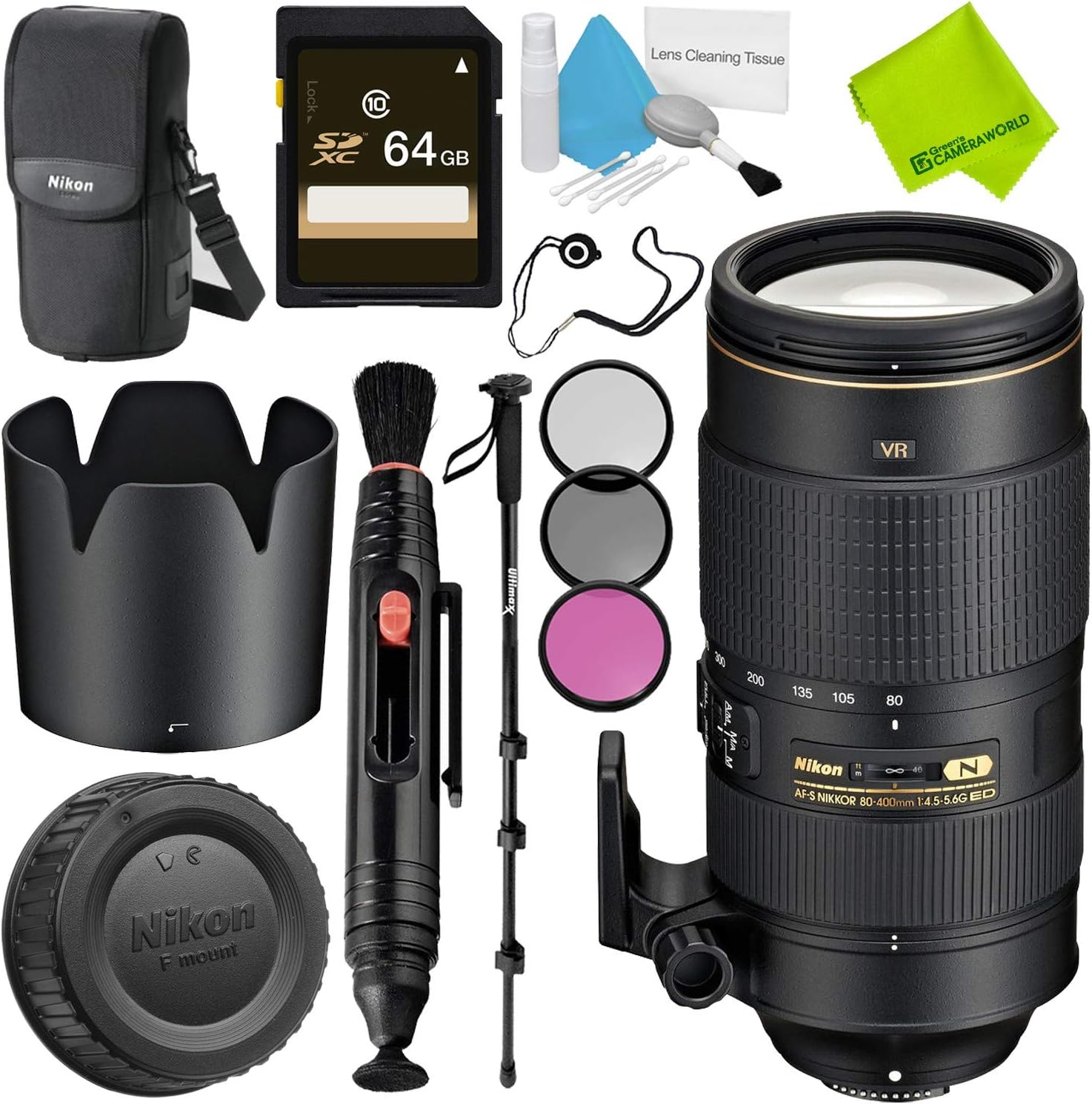 Amazon Com Nikon Af S Nikkor 80 400mm F 4 5 5 6g Ed Vr Lens Advanced Bundle Camera Photo