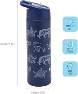 Smash Stainless Steel Water Bottle 750ml Navy with Flip Top Lid and Straw view 3