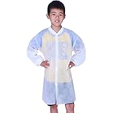 Cleaing Pack of 10 Disposable Lab Coats for Kids with Knit Cuffs