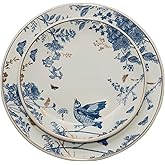 Porcelain Floral Plates Ceramic 8 Inch & 10 Inch Ceramic Plates Set of 4, Dessert Plate Blue and White, Salad Plate Set, Floral Dinnerware Set for Kitchen, Dinner Plate for Cake Snacks Side Dish