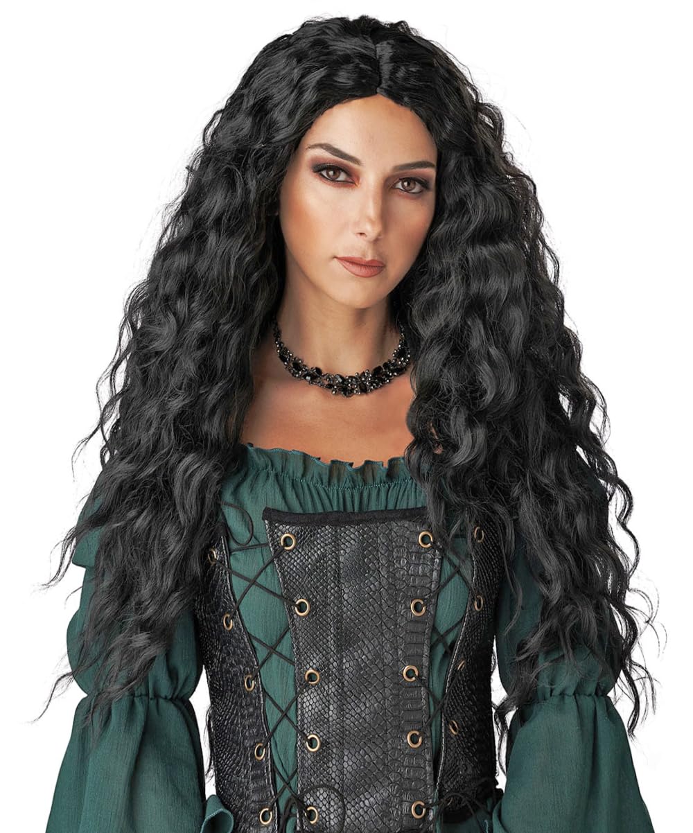 PORSMEER Long Black Wavy Wigs for Women, Middle Part Fluffy Curly Synthetic Heat Resistant Fiber Wig, 28 Inches, 1.0 Count — image 1