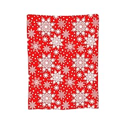 Perinsto Winter Snowflakes Red Snow Throw Blanket