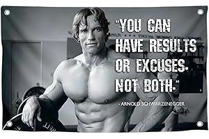3x5 Ft Schwarzenegger Polyester Flag - "You Can Have Results Or Excuses. Not Both." with 4 Grommets - Gym Motivational Single