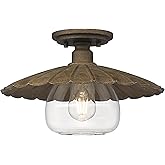 Golden Lighting Clemence 1-Light Flush Mount in Dark Rust