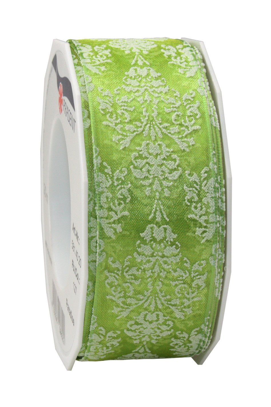 C.E. Pattberg Präsent - Paradise Wired & Printed Ribbon Lime Green 40 mm width, 20 m length