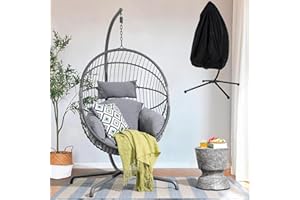 Lilvduybz Egg Chair with Stand, Hanging Egg Chair Includes Cover, Removable Pillow and Cushion, 400 lb Capacity, Foldable Ham