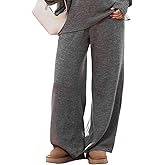 CUPSHE Knit Pants for Women Casual Wide Leg Drawstring Long Pants with Pockets High Waist Lounge Trousers Vacation Outfits