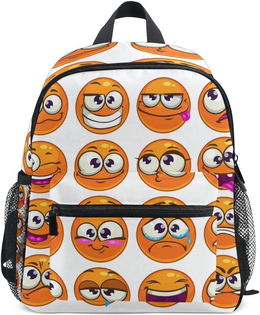 COOSUN Orange Cartoon Round Characters Emoji Mini Kids Backpack Pre-School Kindergarten Toddler Bag